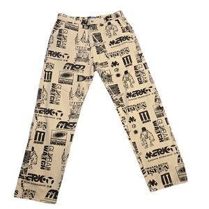 MArket Beige and Black Graphic Pants SIZE 32